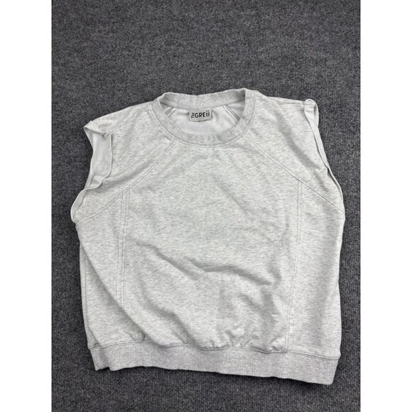 The GREii Sweatshirt Womens Large Gray Sleeveless Crewneck Athleisure Raglan - Picture 1 of 6